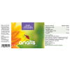 Produktetikett einer Nahrungsergänzungsmittel‑Packung mit der Aufschrift ‚anatis baikal helmkraut + andrographis‘. Links ein großer gelber Sonnenblumen‑ähnlicher Blütenkopf mit einem Marienkäfer, rechts Text mit Inhaltsstoffen und Einnahmehinweisen. Unten links Produktgewicht ‚e 45 g – 90 Kapseln à 500 mg‘ sowie ein Barcode.