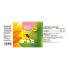 Produktetikett der Nahrungsergänzungsmittel-Marke anatis: bunte Etikett mit einem Marienkäfer auf einer gelben Blume, dem Schriftzug „anatis“, dem Produktnamen „Champignon + Vitamin K2 Vegan“, Angaben zu Inhalt (90 Kapseln à 493 mg, 44,37 g), Zutaten, Einnahmeempfehlung und Herstellerinformationen.