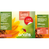 Produktverpackung des anatis premium Krillöl Nahrungsergänzungsmittels: Eine grün‑orange Verpackung mit dem Produktnamen premium krillöl Omega‑3‑Fettsäuren, dem Markenlogo anatis, Angaben zu Astaxanthin, sowie einer Illustration eines Marienkäfers auf einer gelben Blüte.