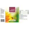Produktetikett des Nahrungsergänzungsmittels ‚Aminosäuren 3‘ von anatis: Links Text mit Lager‑ und Sicherheitshinweisen sowie Herstelleradresse und Barcode, in der Mitte eine große gelbe Blüte mit einem Marienkäfer und darüber der Produktname ‚aminosäuren 3‘, rechts tabellarische Angaben zu den wertgebenden Inhaltsstoffen (z. B. L‑Arginin, L‑Carnitin, L‑Lysin, L‑Cystein), Einnahmeempfehlung und Zutaten sowie Tagesdosis.